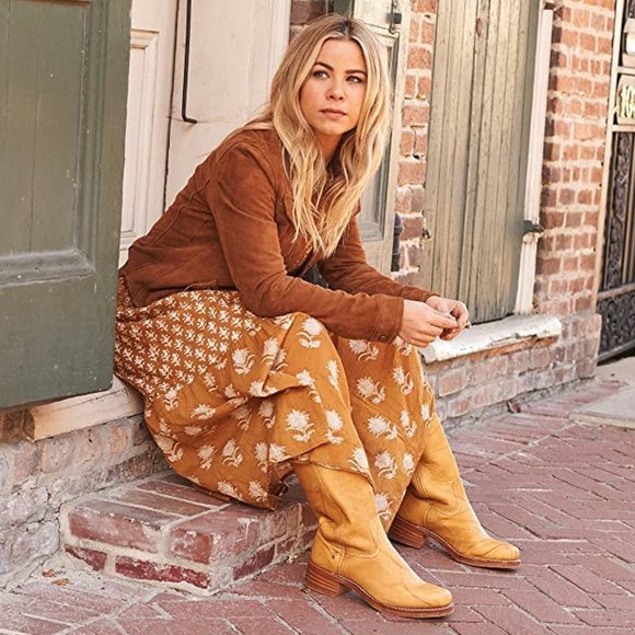 Frye Campus 14L Black Leather Vintage Comfy Block Heel Square Toe Cowboy Boots - Picture 6 of 16